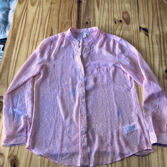 Kut from the Kloth Women’s Pink & White Spots Button Up Long Sleeve Blouse M - Picture 11 of 11